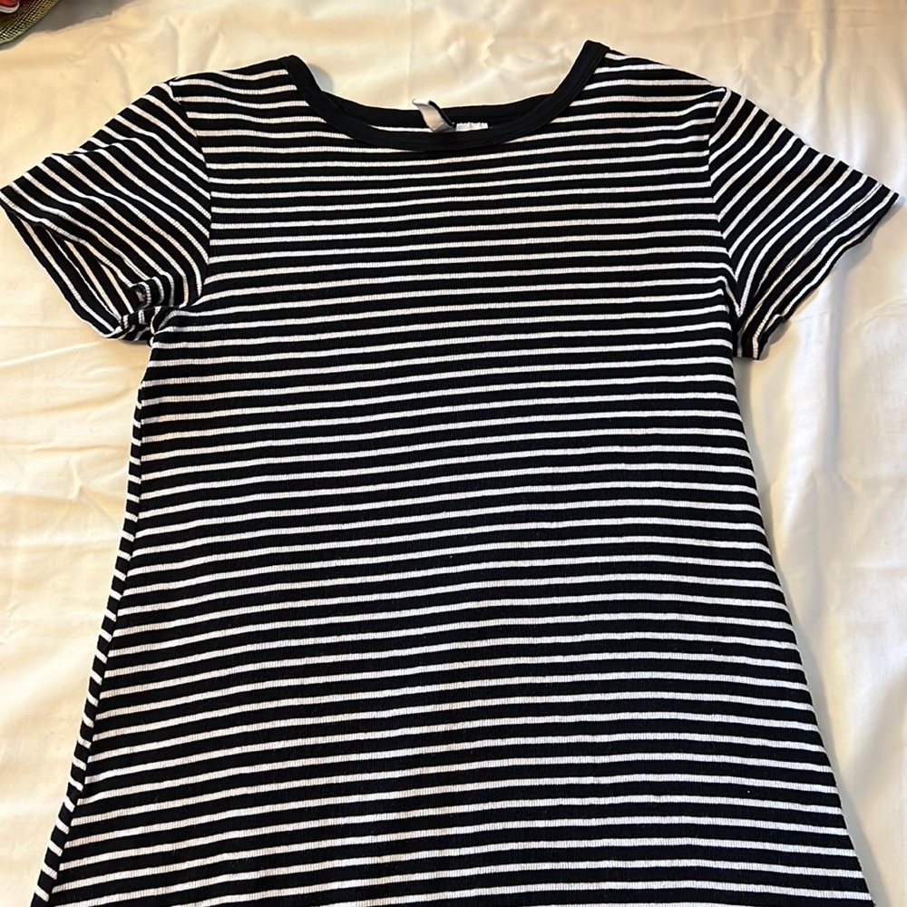 Black and white striped t shirt dress